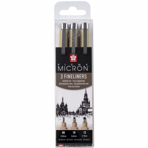 Набір лінерів PIGMA Micron 3 шт, (08-10-12), Чорний, Sakura