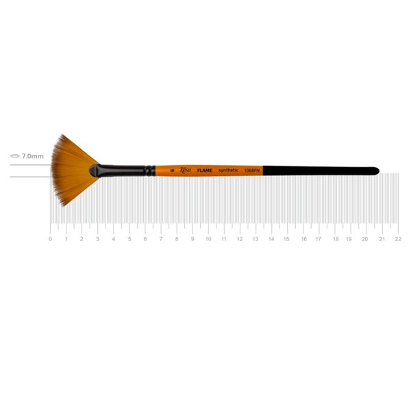 Пензель віяловий синтетика, №6, коротка ручка FLAME 1368FN, ROSA