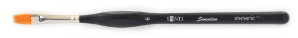 Пензель плоский, синтетика, коротка ручка з вигином, №6, Santi Sensation