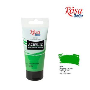 Краска акриловая, Зеленая светлая, 75 мл, ROSA Studio 414