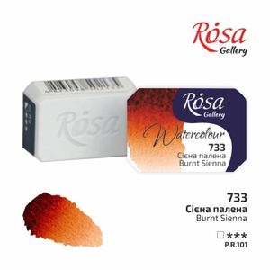 Фарба акварельна, Сієна палена 733, кювета 2.5 мл, Rosa Gallery