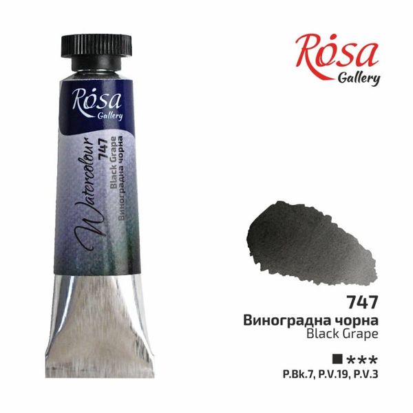 Краска акварельная, Виноградная черная 747, туба, 10 мл, ROSA Gallery