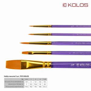 Набір пензлей 7013, синтетика круг/плос. 3/2шт., Kolos