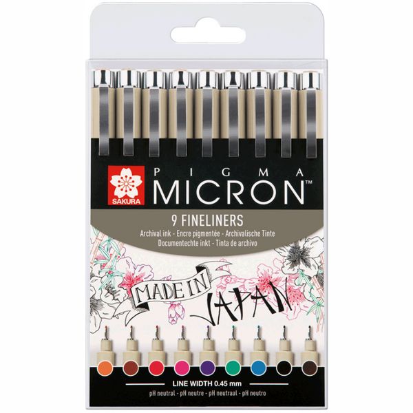 Набір лінерів PIGMA Micron 9шт., Різнокольорові, Sakura
