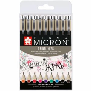 Набір лінерів PIGMA Micron 9шт., Різнокольорові, Sakura