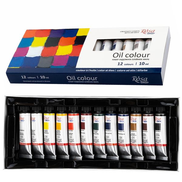 Набір олійних фарб 12 кол, 10 мл, ROSA Studio