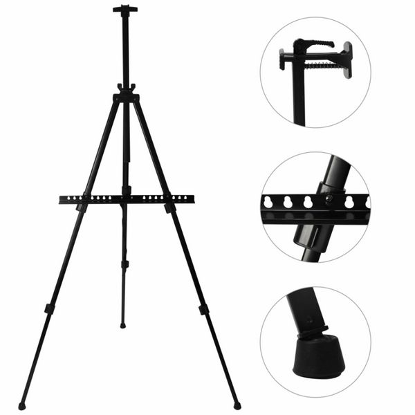 Мольберт - тренога алюминиевый, черный (138х85х158 см), высота холста до 83см, (15304) D.K.ART & CRAFT