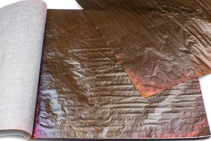 Кольорова поталь оксид, №07 Чорно-бронзовий з фіолетовими краями, 5 аркушів, 14 на 14 см