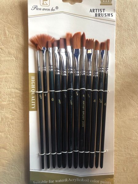 Набор художественных нейлон кистей 12 шт.