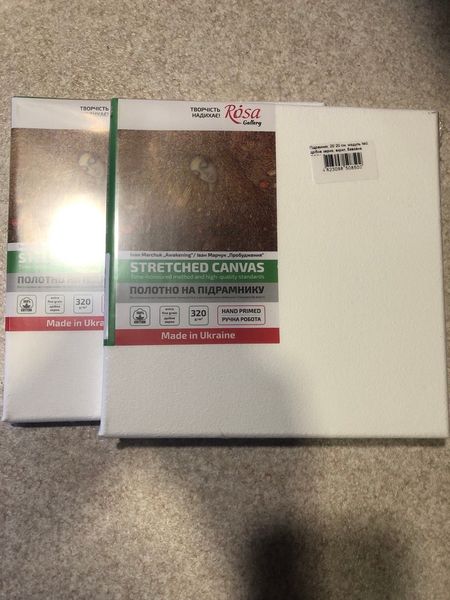 Холст на подрамнике, 20х20 см, хлопок, акрил, мелкое зерно, модуль №0 Rosa Gallery 320 г/м2